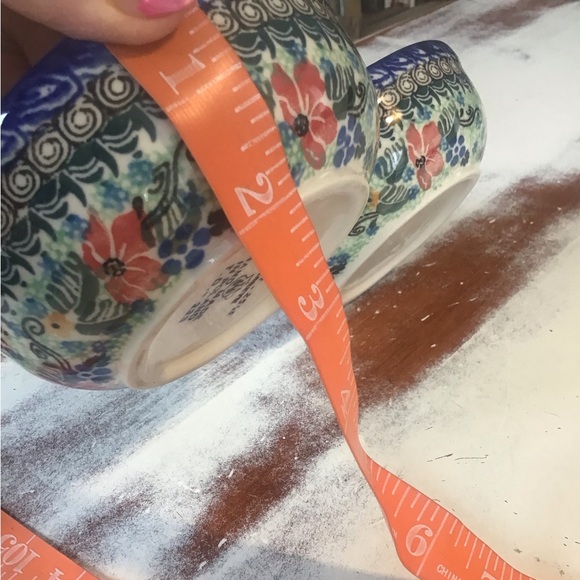 Polish Pottery Unikat Condiment Bowls Handled Floral - Picture 2 of 8